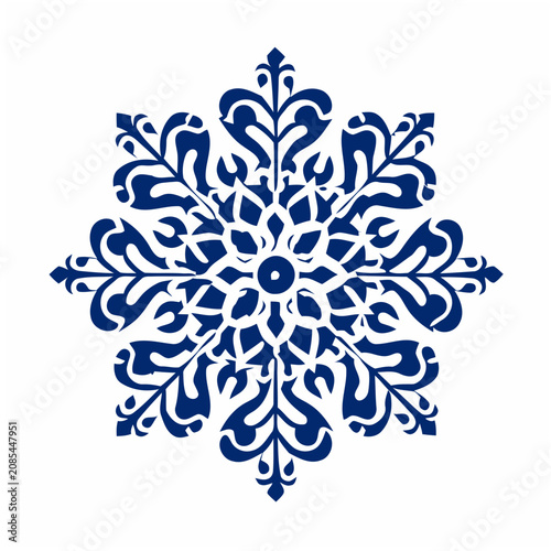 Blue Ornamental Snowflake Mandala