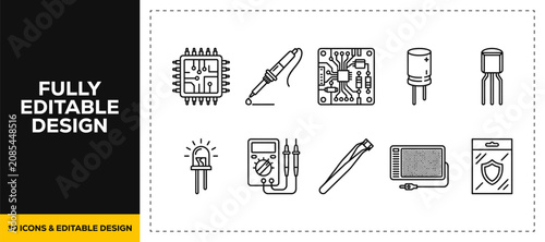 Bild auf Leinwand flat vector illustration line art icon bundle set design displaying soldering to