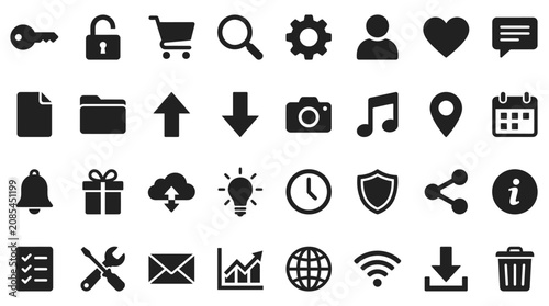 Collection of various web interface icons.
