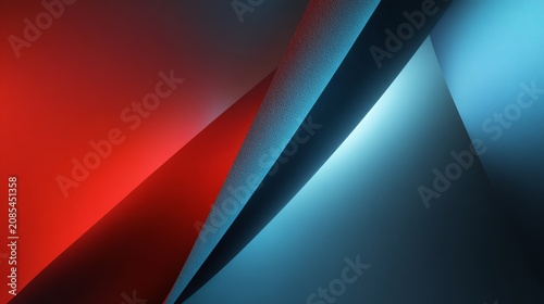 Dynamic Red and Blue Abstract Geometric Planes with Light and Texture