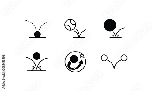 Quadro su tela Bouncing ball icons set, motion activity dynamic elements.