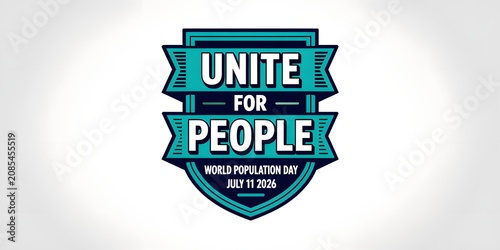Bold Campaign Emblem Design for Social Unity and Population Awareness on Blue Shield Background