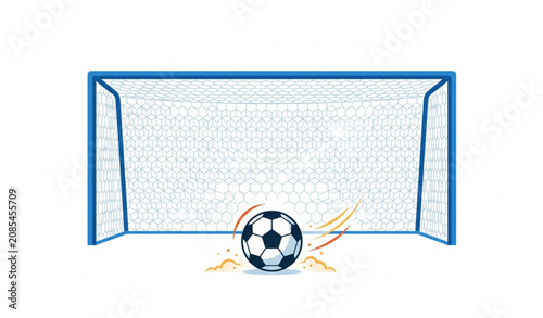 Obraz na plátně Modern Soccer Goal with Football Penalty Kick Sports Vector Illustration Isolate