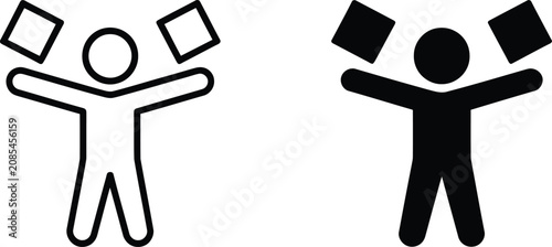Foto Person holding cubes success concept vector illustration