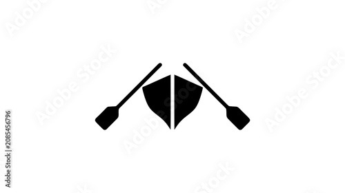 Vector illustration of minimalist icon of a boat with two oars on a transparent background