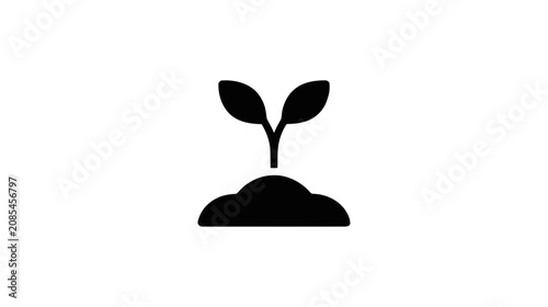 Vector illustration of small green plant sprout growing from the soil icon on a transparent background