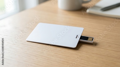 Card USB Flash Drive Mockup on Light Background