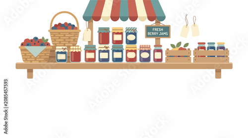 Colorful Grocery Store Display with Canned Goods and Fresh Produce.
