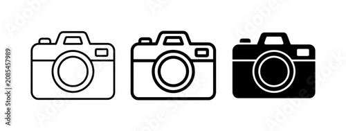 Cuadro en lienzo Camera Icons Set: Three Simple Vector Graphics for Photography and Imaging, Incl