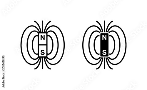 Quadro su tela Magnetic Field Lines, Bar Magnet Physics Diagrams, North and South Poles, Scient