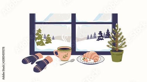 Cozy winter breakfast scene by the window 1.