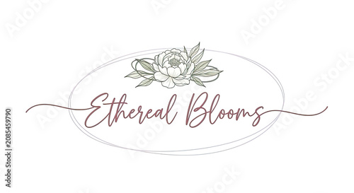 Elegant logo with floral design and cursive text reading 'Ethereal Blooms'.
