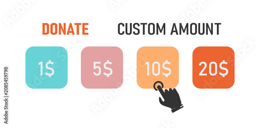 фотографія Online donation interface with hand cursor clicking amount button for charity