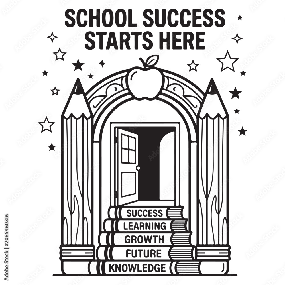 Obraz premium School Success Starts Here Door Education Vector Design