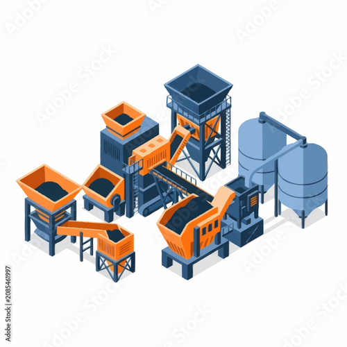 Bild auf Leinwand Isometric Industrial Factory Equipment and Machinery Setup.