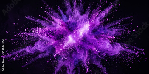 Konstfotografi Abstract blue and purple smoke background with glowing stars and fractal light e