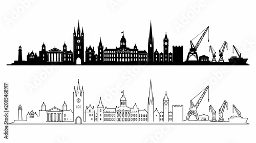 Bristol City Skyline Silhouette Vector Illustration