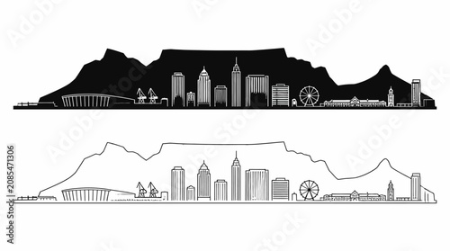 Cape Town skyline and Table Mountain silhouette