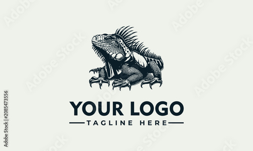 Canvastavla Vintage iguana lizard hand drawn engraving style vector logo illustration