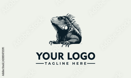 Fotografie Detailed iguana mascot vector logo illustration branding template