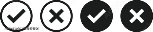 Fotografie Check mark and cross symbol icon set for choice and decision making with decisio