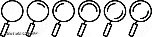 Magnifying glass search tool line icon set with magnifying research detective discover analysis magnifier investigation exploration internet interface business information
