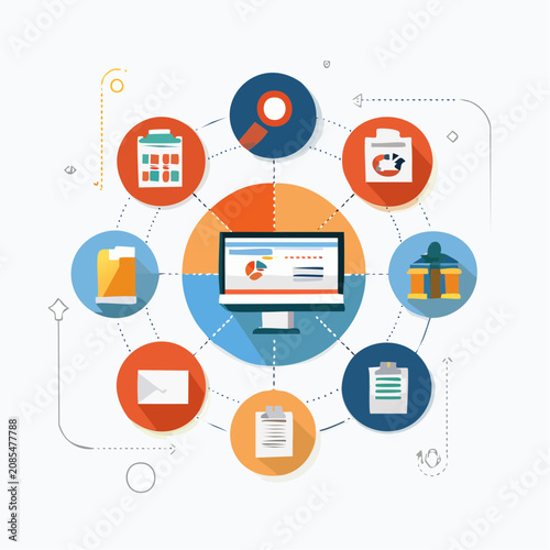 Centralized digital platform for business management, optimizing data, communication, and workflow. Modern technology solution for enhanced productivity and operational efficiency