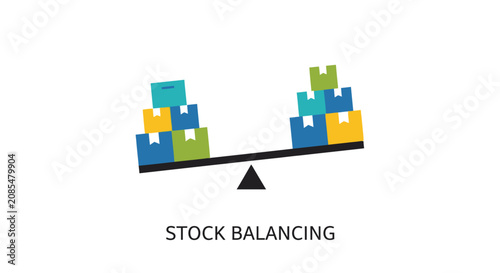 Canvas Print Balancing scale with stacked boxes flat vector illustration on white background