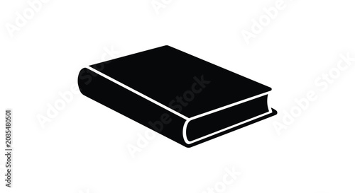 Quadro su tela Closed hardcover book black silhouette on a white background silhouette