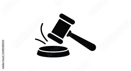 Foto Gavel And Sound Block Silhouette On White Background judges auction