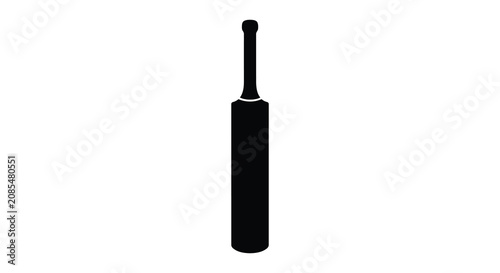 Obraz na plátně Cricket bat silhouette against a white background a simple sports equipment depi