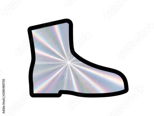 A shiny holographic boot icon with a thick black outline for modern digital design projects