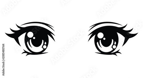 Konstfotografi Pair of anime style eyes black and white silhouette manga