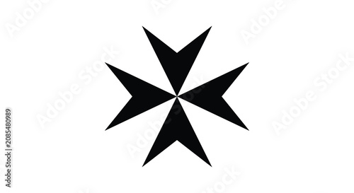 Obraz na plátně Eight pointed star silhouette against a white background a heraldic symbol silho