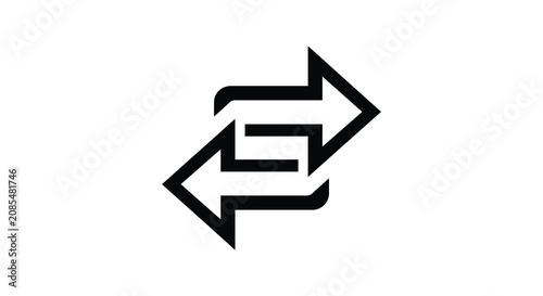 Schilderij op canvas Two opposing arrows forming a circular loop black silhouette arrow