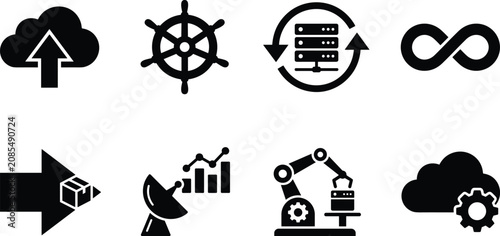 Bild auf Leinwand Cloud Computing Infrastructure DevOps and Automated Industrial System Architectu