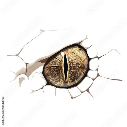 Detailed Close-up Illustration of a Realistic Snake Eye with Sharp Pupil and Intricate Scale Texture