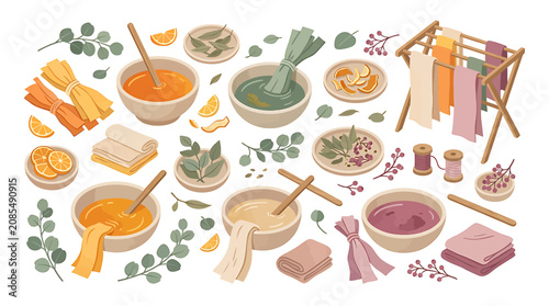 Bild auf Leinwand Colorful flat lay of spices herbs and cooking ingredients.