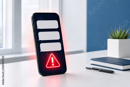 Smartphone text message phishing warning