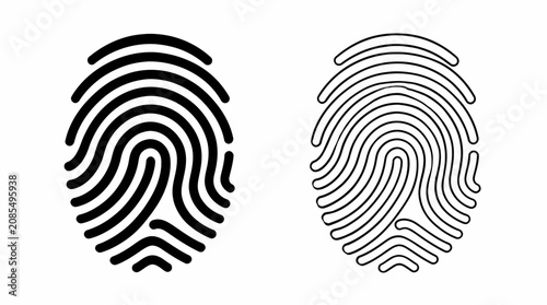 Fingerprint identification icons, biometric security access symbols