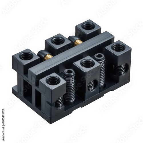 Black lego connector block with studs