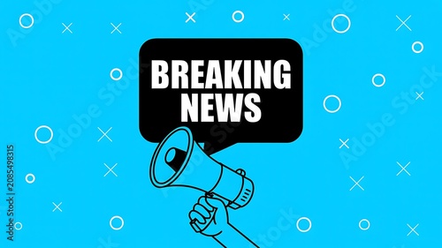 Breaking news announcement, megaphone notification, speech bubble alert, publicity concept