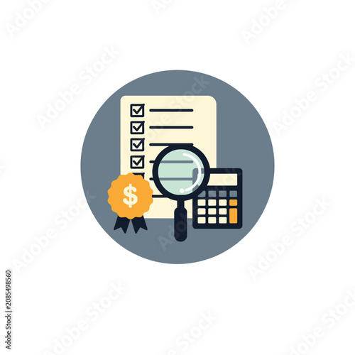 Finance Document Chart Approval Badge Icon