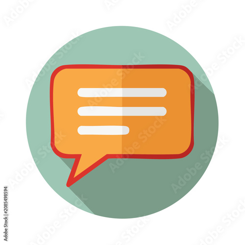 Flat speech bubble icon with text lines