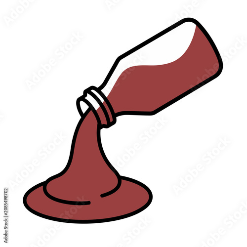 Ketchup bottle pouring sauce illustration