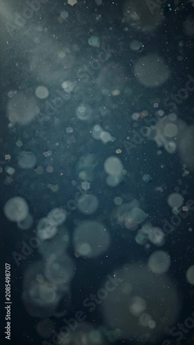 Abstract dark bokeh lights background with floating particles