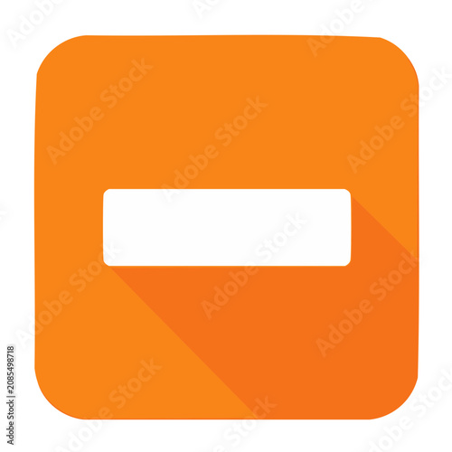 Orange minus sign icon on solid background