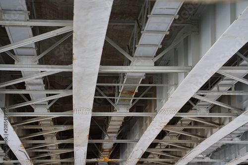  Saint Petersburg, Russia, June 27, 2026. A fragment of the metal structure of the Liteiny Bridge.                              