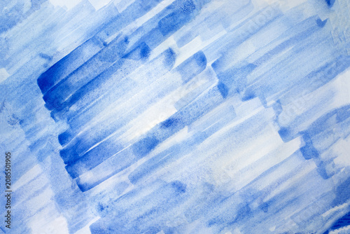 Blue Watercolor Abstract Texture Background with Brush Strokes