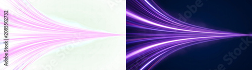 Foto Light Streaks purple glowing curved speed lines converging to a bright vanishing